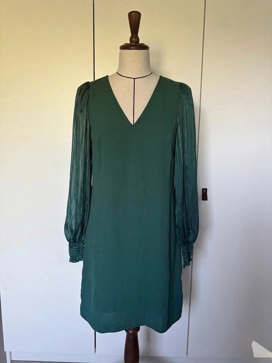 Robe fluide vert émeraude Nafnaf Neuve avec étiquette - T.34)